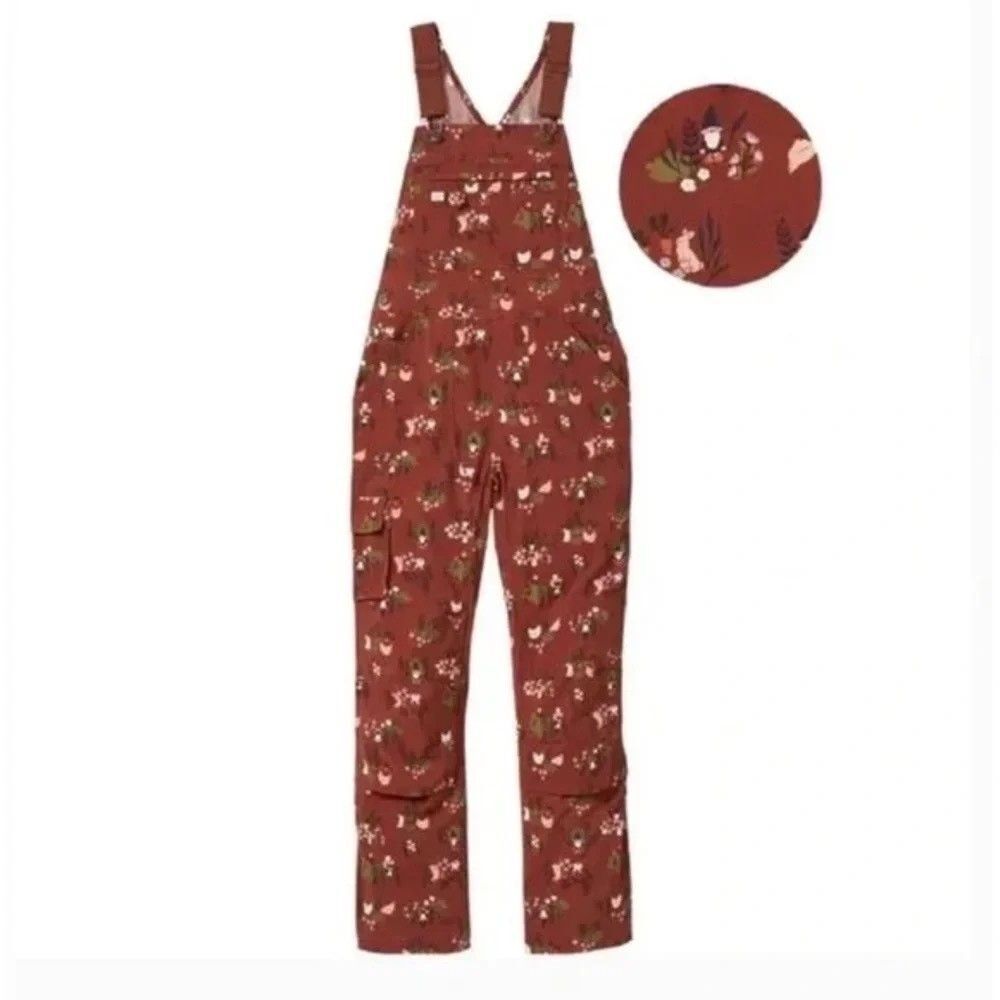 DULUTH Henna Heirloom Gardening Bib Overalls Woodland Gnomes Chickens M x 29